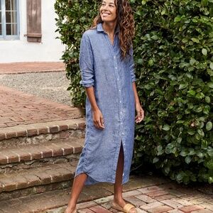 Frank & Eileen Rory Blue Linen Shirt Dress Size XS